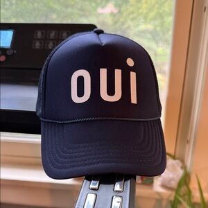 Clare V Navy Blue 'Oui' Trucker Hat